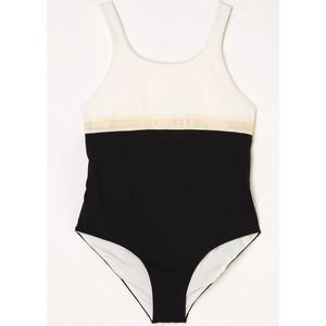 Moncler Badpak met logo - Zwart/ Wit - Maat 128
