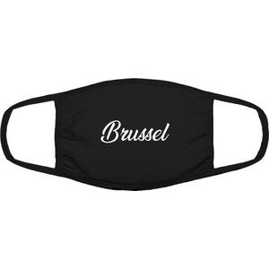 Brussel mondkapje | gezichtsmasker | bescherming | bedrukt | logo | Zwart mondmasker van katoen, uitwasbaar & herbruikbaar. Geschikt voor OV