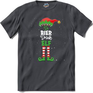 Foute kersttrui - Bier drink kerstelf - T-Shirt - Dames - Mouse Grey - Maat S