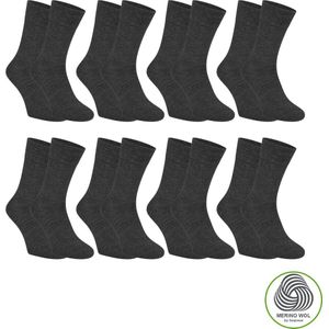 Sorprese 8 Paar Merino Wollen Sokken - Maat 35-38 - Antraciet - Naadloos - Superzacht - Sokken Heren - Sokken Dames - Cadeau