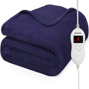 Auronic Elektrische Deken - Warmtedeken - 9 Warmtestanden - 2 Persoons - 200x150 - Verwarmingsdeken - Blauw