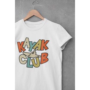 Shirt - Kayak club - Outdoor Goeroe | Avontuur | Buitensport | Natuur | Wandelen | Mountainbike | Klimmen | Survival | Outdoor | Kamperen | Boulderen | Wit & Zwart