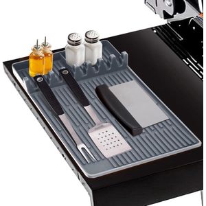 Silicone Grill Mat - Heat Resistant Spatula Mat for BBQ Accessories - Grey Thick