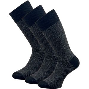 3 Paar SQOTTON® Lamswollen sokken - Naadloos - Niet knellende boord - Gemêleerd Grijs - 43-46