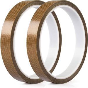 Zelfklevende Teflon-tape PTFE-glasweefseltape voor vacuümafdichting 2 stuks hittebestendige tape op hoge temperatuur 10 mm x 10 m