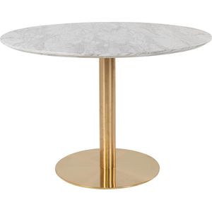 House Nordic - Bolzano Eettafel - Eettafel met marmerlook tafelblad en messing look poot  ø110x75cm