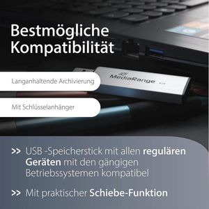 USB 3.0 Geheugenstick 128GB – Mini Flash Drive met Schuifmechanisme en Sleutelhanger