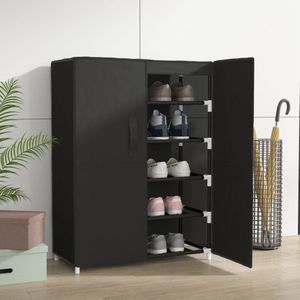 The Living Store Schoenenkast Met Deuren - 5-Laags - 60 x 28 x 90 cm - Zwart