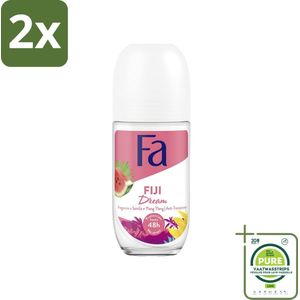 Fa - Deodorant Roller - Fiji Dream - Watermeloen & Ylang Ylang - 48 uur Bescherming - 50 ml - Voordeelverpakking - 2 stuks - Deodorant roll-on - 48 uur bescherming