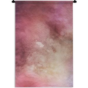 Wandkleed Waterverf Abstract - Abstract werk gemaakt met waterverf en roze met bruine en paarse vlekken Wandkleed katoen 120x180 cm - Wandtapijt met foto XXL / Groot formaat!