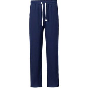 Livano Linnen Broek Heren - Zomerbroek - Volwassenen - Lange Broek - Pantalon - Strandbroek - Zomer - Ibiza Stijl - Marineblauw - Maat S