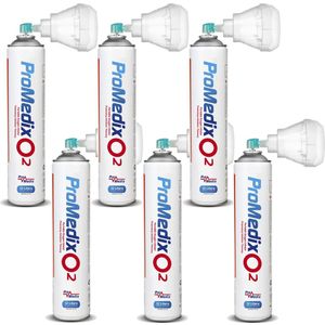 Promedix PR-994 - Set van 6 stuks Draagbare zuurstofinhalator in een blik 99,4% O2 12L