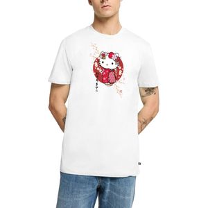 Hello Kitty In Een Rode Kimono En Kersenbloesems Premium T Shirt Heren