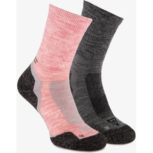 2 paar dames wandelsokken roze grijs - Maat 35/38