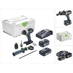 Festool TDC 18/4 5.0/4.0 I-Plus accuschroefboormachine 18 V 75 Nm ( 577649 ) Brushless + 1x accu 4.0 Ah + 1x accu 5.0 Ah + lader + systainer