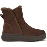 ZERMATT Zip suède + synthetisch bont donkerbruin