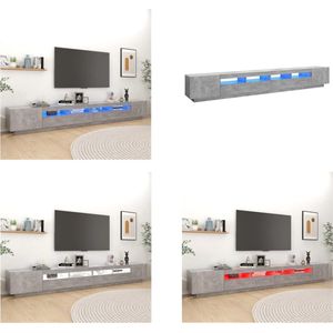 vidaXL Tv-meubel met LED-verlichting 300x35x40 cm betongrijs - Tv-kast - Tv-kasten - Televisiekast - Televisiekasten