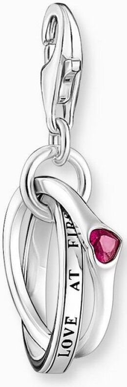 Thomas Sabo - Bedels & Kralen - Rood - Zilver - Gezwarte Textuur - Synthetisch Korund