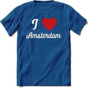 I Love Amsterdam T-Shirt | Souvenirs Holland Kleding | Dames / Heren / Unisex Koningsdag shirt | Grappig Nederland Fiets Land Cadeau | - Donker Blauw - M