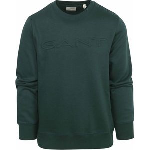 Gant Sweater Embossed Logo Donkergroen - Maat 3XL - Heren - Sweaters