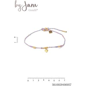 ByJam - Armband - Verstelbare maat 16,5+3 cm - Roestvrij Staal en Hypoallergeen - Paars, Goud, Roze en Blauw
