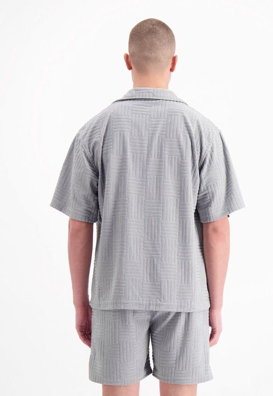 Black Bananas - Terry Resort Shirt - Grijs - Overhemd - Korte Mouwen - Polyester
