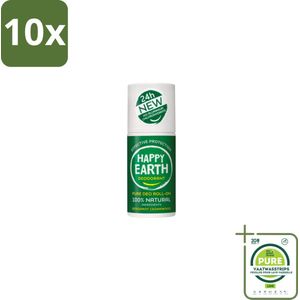 10 x Happy Earth – Deodorant Roll-On – 100% Natuurlijk Bergamot Cedarwood – 75 ml - Grootverpakking - Bergamot - Cederhout - Natuurlijke Deodorant - Roll-on Deodorant - 24 Uur Bescherming