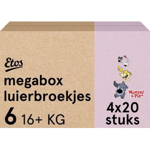 Etos Luierbroekjes - Woezel & Pip - Maat 6 - 16+ kg - Megabox - 80 stuks