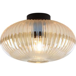 Olucia Charlois - Design Plafondlamp - Glas/Metaal - Amber;Zwart - Rond - 30 cm