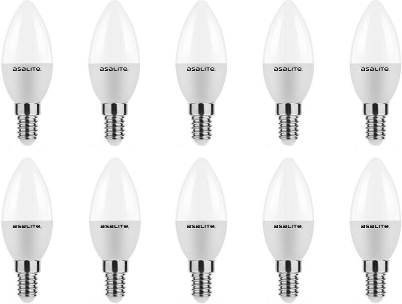 Asalite - LED Lamp C37 - E14 Fitting - 6W - 510 Lumen - 6500K Koud Wit Daglicht - 10 stuks