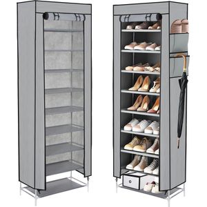 Springos Schoenenrek - Schoenorganizer - Grijs - Stof - 9 Planken