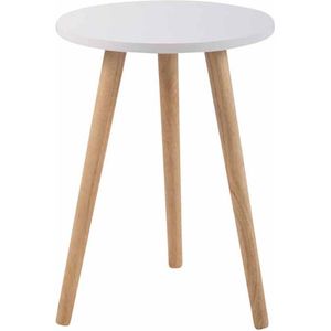 Bijzettafel Classy - laptoptafel hout - Ontbijt - Bed - Rond - Wit - 40x40x56cm