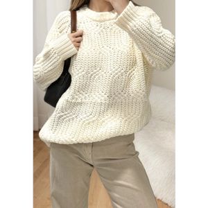 soft knit sweater- kabeltrui voor dames