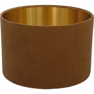 HSM Collection - Lampenkap Rond - ø42*28 - Beige/Goud - Velvet