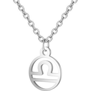 24/7 Jewelry Collection Weegschaal Ketting - Cirkel - Sterrenbeeld - Horoscoop - Zilverkleurig