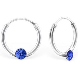 Aramat jewels ® - 925 sterling zilveren kinder oorringen met blauwe kristal