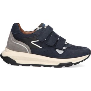 Braqeez 424972-420 Jongens Lage Sneakers - Blauw/Grijs - Leer - Klittenband