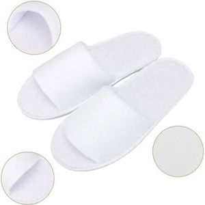 Zeynomax - Pantoffels voor gasten en hotel - Set van 4 paar badslippers voor spa, thuisgebruik en op reis - Unisex - Wit - Maat XX-Large