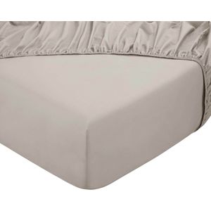 DoubleDry Hoeslaken 100% Natuurlijk Katoen - Tweepersoons 140x200 cm - Zacht & Ademend - Rondom Elastiek - Licht Taupe