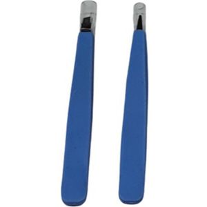 Rojafit - Budget – Pincet set - Punt & Schuin – 9 cm.- set van 2 stuks!!.Blauw