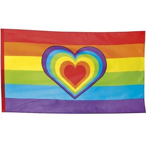 Regenboog vlag met hartje - 90 x 150 cm