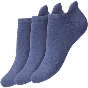 Bonnie Doon Unisex Sneaker Sokken Deluxe Dames Blauw maat 36/42 - Dames en Heren - 3 paar - Badstof Binnenzool - Gladde teennaad -Comfortabel en Zacht - Zacht Hiel Kussen houdt Vuil tegen - Sport - Sneakersokken - Denim - Jeans Heather - OL6310501.6