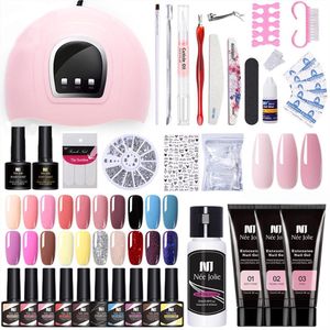 NAXSIR Nagelstudio Complete set met UV/LED lamp - 20 gelkleuren & kristalgel voor verlenging
