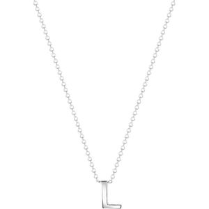 Lucardi Dames Witte ketting met letter hanger - 9 karaat - Ketting - Cadeau voor vrouwen - 43 cm - Witgoud