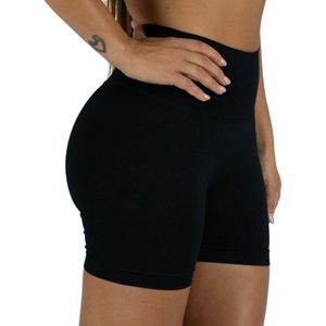 Gymhunterz - Fitness short - Shorts met hoge taille - Shorts Gym Sport - Hardloop - Yogashorts voor dames - Sneldrogend, ademend en rekbaar - Spandex / Nylon - Kleur Zwart - Maat L