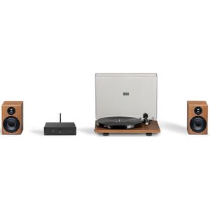 Pro-Ject - True Hifi Stereo Set E Phono - Platenspeler - Stereo Versterker - Twee Boekenplank Speakers - Walnoot/Zwart