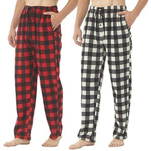 Fleece Plaid Lounge Pyjama Broek voor Heren - 2-3 Stuks - Comfortabele Nachtkleding met Zakken