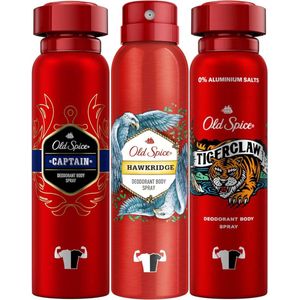 Old Spice Deodorant Try Out Geschenkset - 3 x 150ml - Body Spray - Captain Hawkridge Tigerclaw