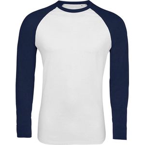 SOLS Heren Funky Contrast T-Shirt met lange mouwen (Witte/franse marine)