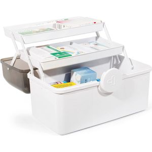 Medicijnenopslag en Medicijndoos - Huisapotheekbox - Wit - Meerdere Vakken